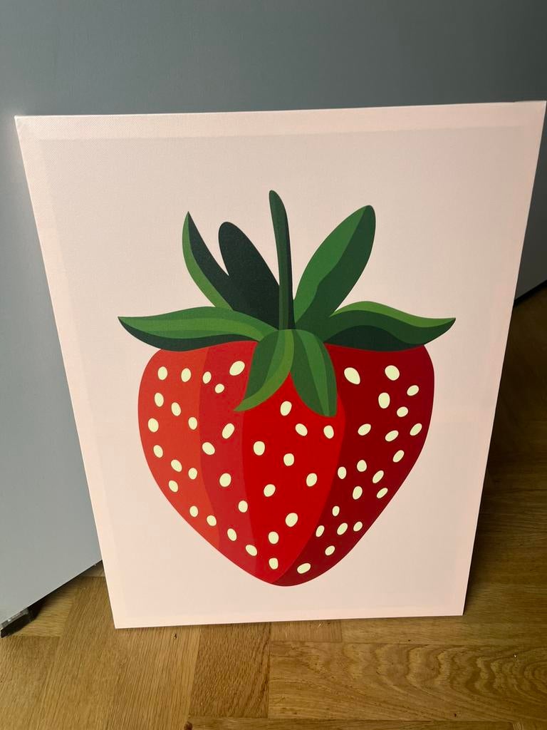Aardbei roze schilderij voor kinderkamer 60x45cm nieuw, Ophalen, Nieuw, Wanddecoratie