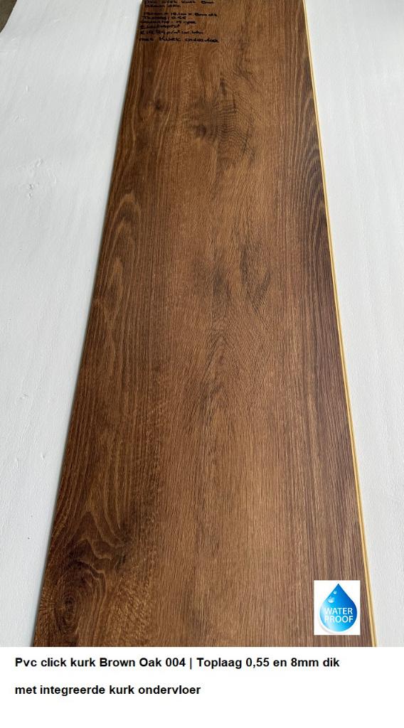 81,4m2 Pvc click Brown 8mm integreerde kurk ondervloer=€1450, Bruin, Verzenden, 75 m² of meer, Nieuw