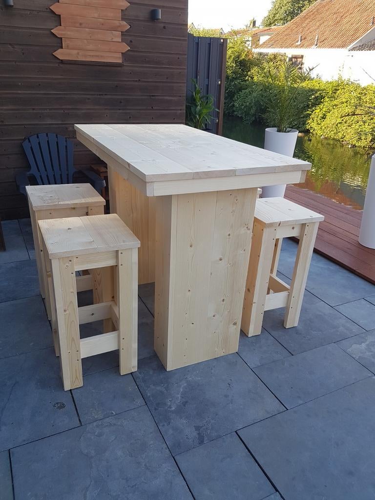Sta tafel met vier barkruken steigerhout, Zakelijke goederen, Ophalen of Verzenden