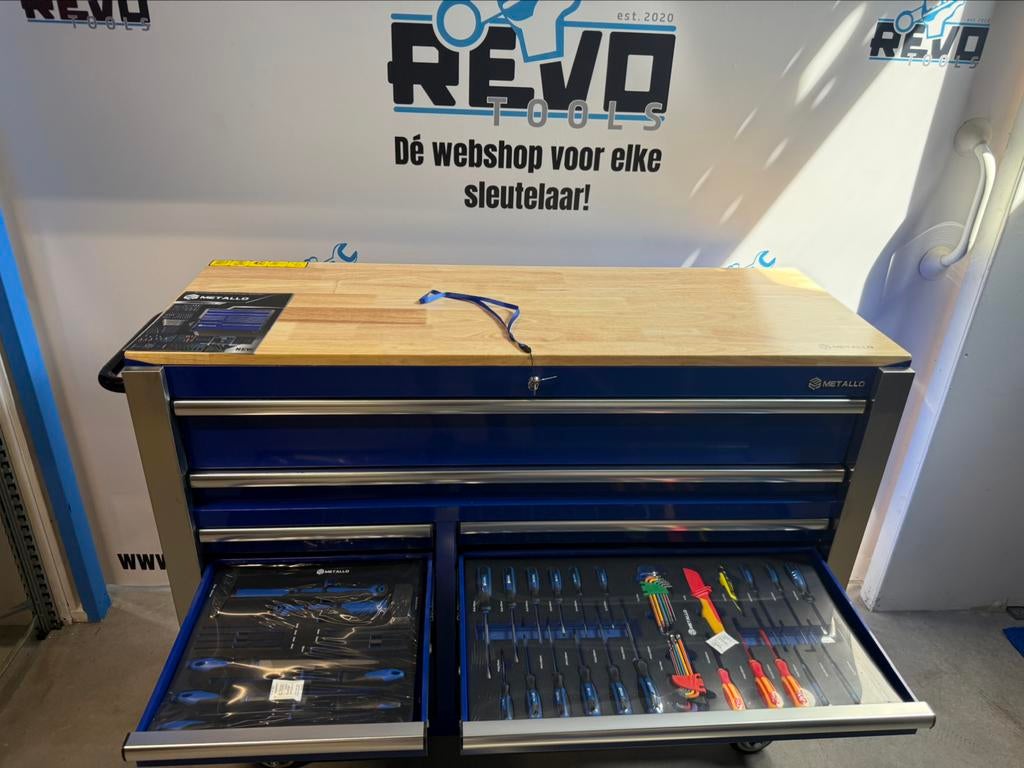 Foto 5 van XXXL gevulde gereedschapswagen met werkbank blad Metallo SG