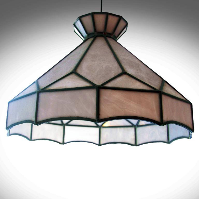 Melkglazen glas-in-lood lamp, Antiek en Kunst, Ophalen