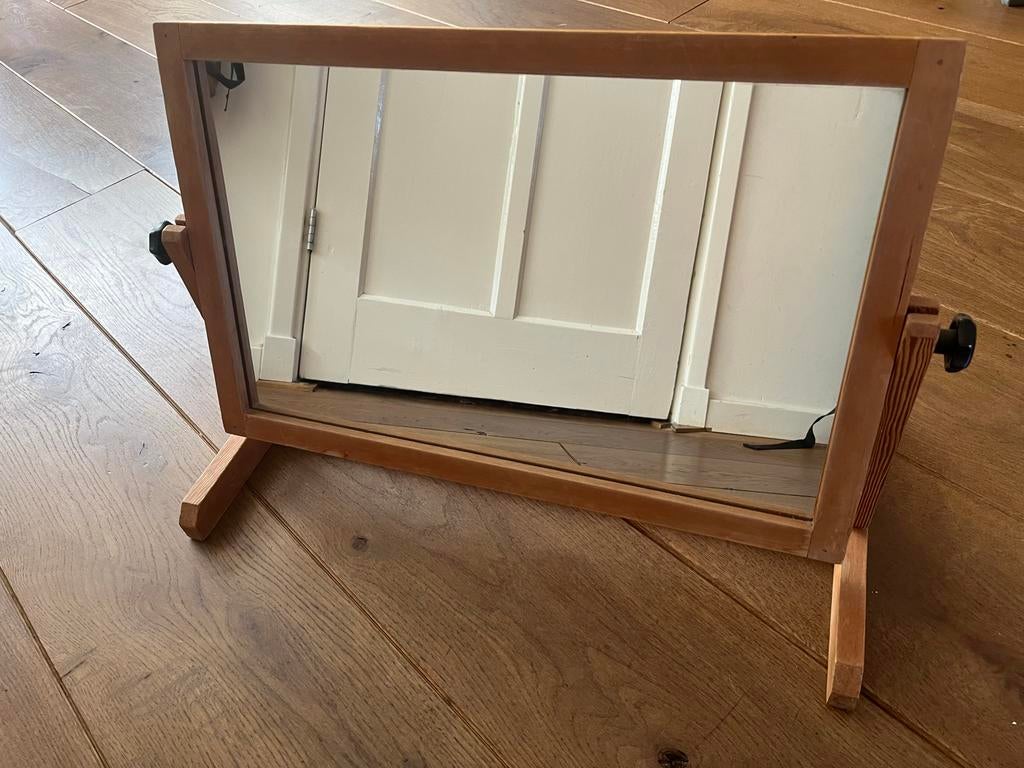 Kapspiegel met houten frame, Huis en Inrichting, Woonaccessoires | Spiegels, Gebruikt, Verzenden, Minder dan 100 cm, Rechthoekig
