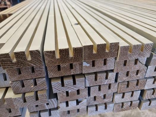 Vuren latten gegrond Afmeting: 2.6x5.8 cm - nr: V320, Ophalen, Minder dan 25 mm, Nieuw, Plank