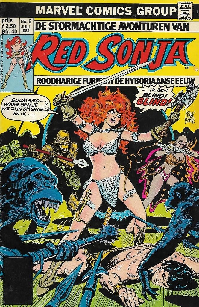 Red Sonja - Nr 6 juli 1981: Het bloed van de azuurvogel, Boeken, Strips | Comics, Eén comic, Ophalen of Verzenden, Gelezen, Amerika