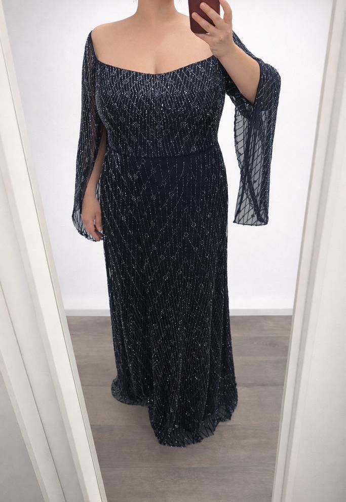 Abiye Galajurk - Maat 46/48, Kleding | Dames, Jurken, Blauw, Maat 46/48 (XL) of groter, Ophalen of Verzenden, Zo goed als nieuw