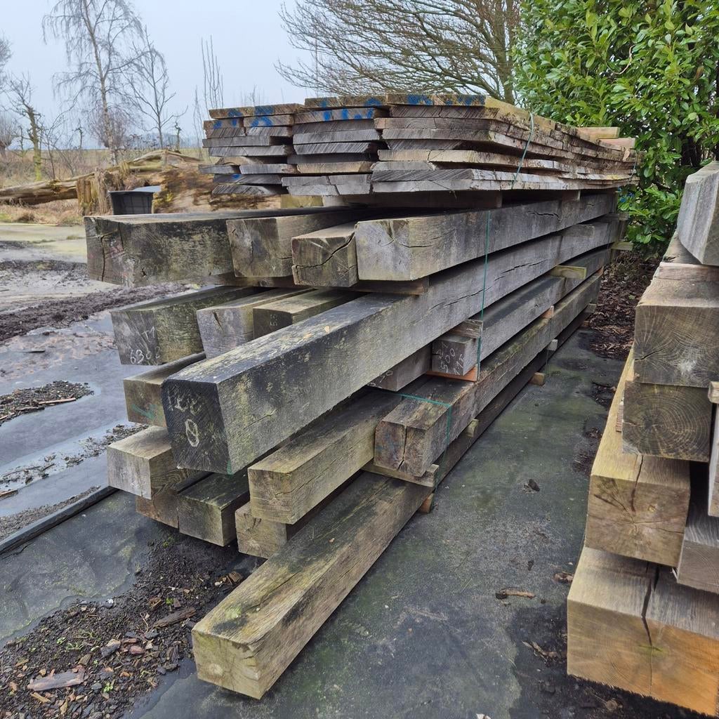 Partij Eiken Balken, Doe-het-zelf en Verbouw, Hout en Planken, Ophalen, Gebruikt, Eiken, Balk