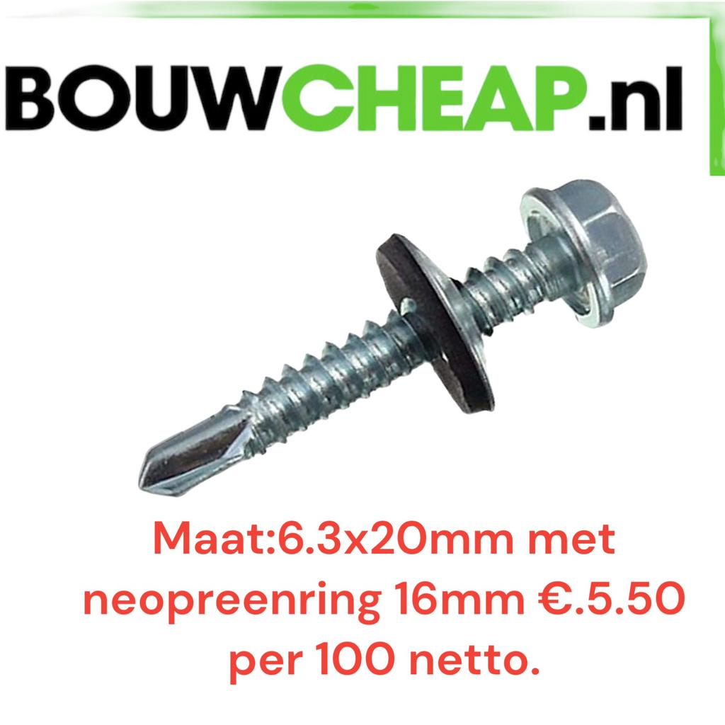 Zelfborende gevelplaatschroeven 6.3x20mm.