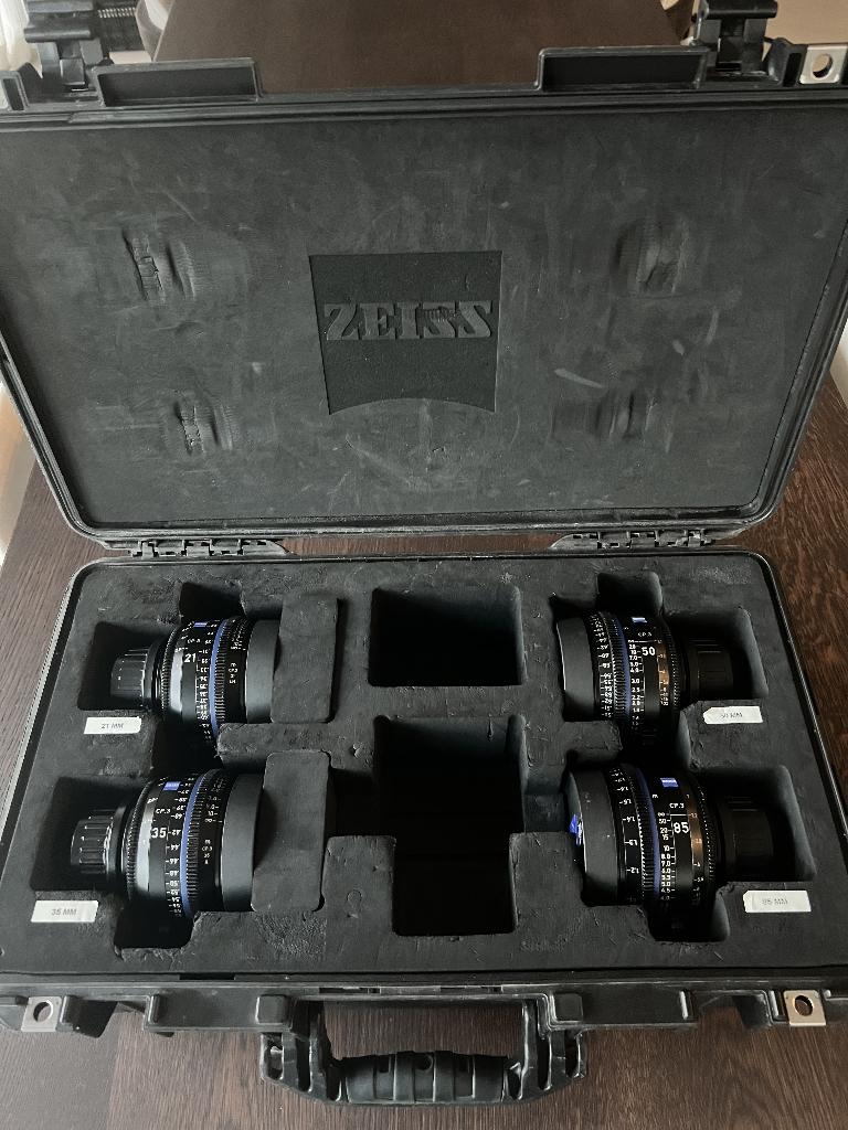 Zeiss Compact Prime CP.3 PL Set - 21, 35, 50, 85, Ophalen of Verzenden, Gebruikt, Video