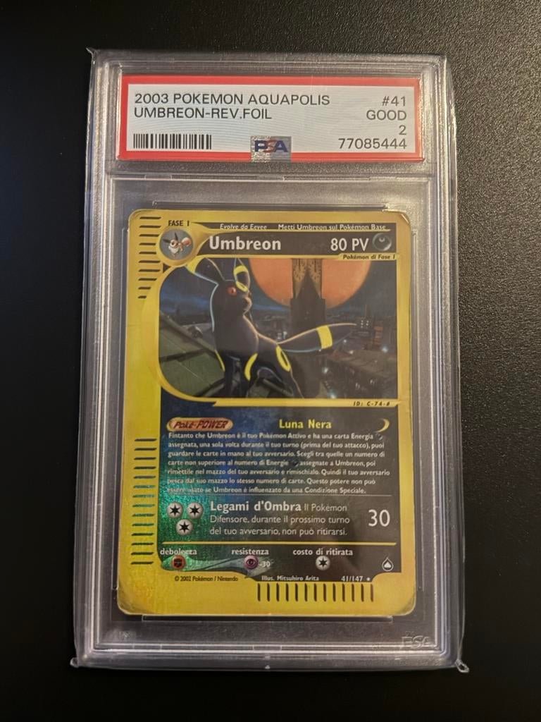 Pokemon Aquapolis Umbreon reverse PSA 2 italy pokemon, Ophalen of Verzenden, Gebruikt