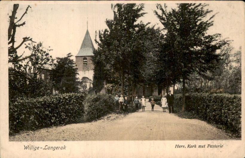 Willige Langerak (Lopik) - Herv Kerk met Pastorie, Verzamelen, Ansichtkaarten | Nederland, Ongelopen, Utrecht, Voor 1920, Ophalen of Verzenden