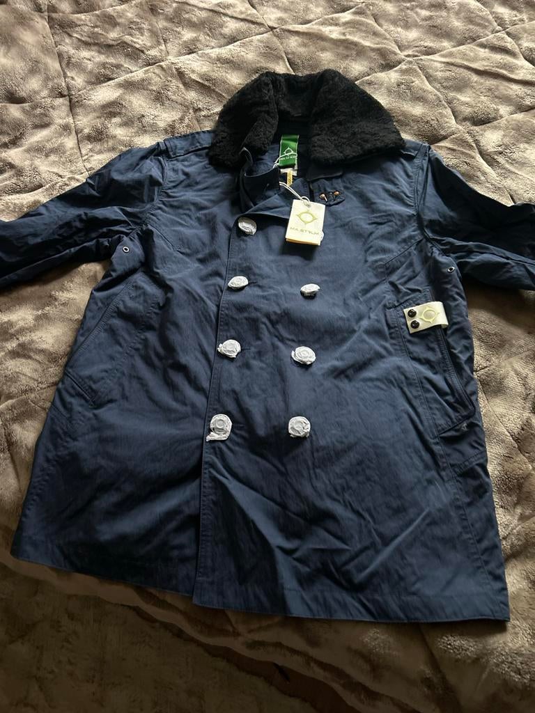 Mooie blauwe trechcoat van MA.STRUM - Zo goed als nieuw!, Ophalen of Verzenden, Zo goed als nieuw, Maat 52/54 (L), Blauw