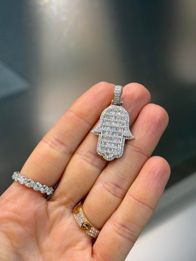 14KT Goud - Hanger - Labdiamanten - Hamsa - Fatima Hand