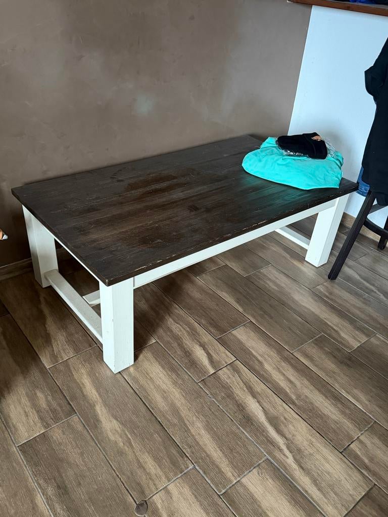 Salon tafel 75 x 135 landelijk te koop wegens over compleet, Ophalen of Verzenden