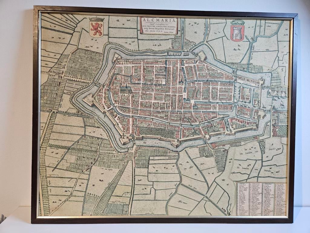 Antieke Gravure van Alkmaar – Blaeu's Toonneel der Steden, Ophalen of Verzenden