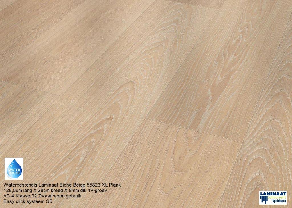 Waterbestendig Laminaat Eiche Beige 55823 28cm breed, Nieuw, Ophalen of Verzenden, 25 tot 50 m², Waterbestendig laminaat 28cm breed