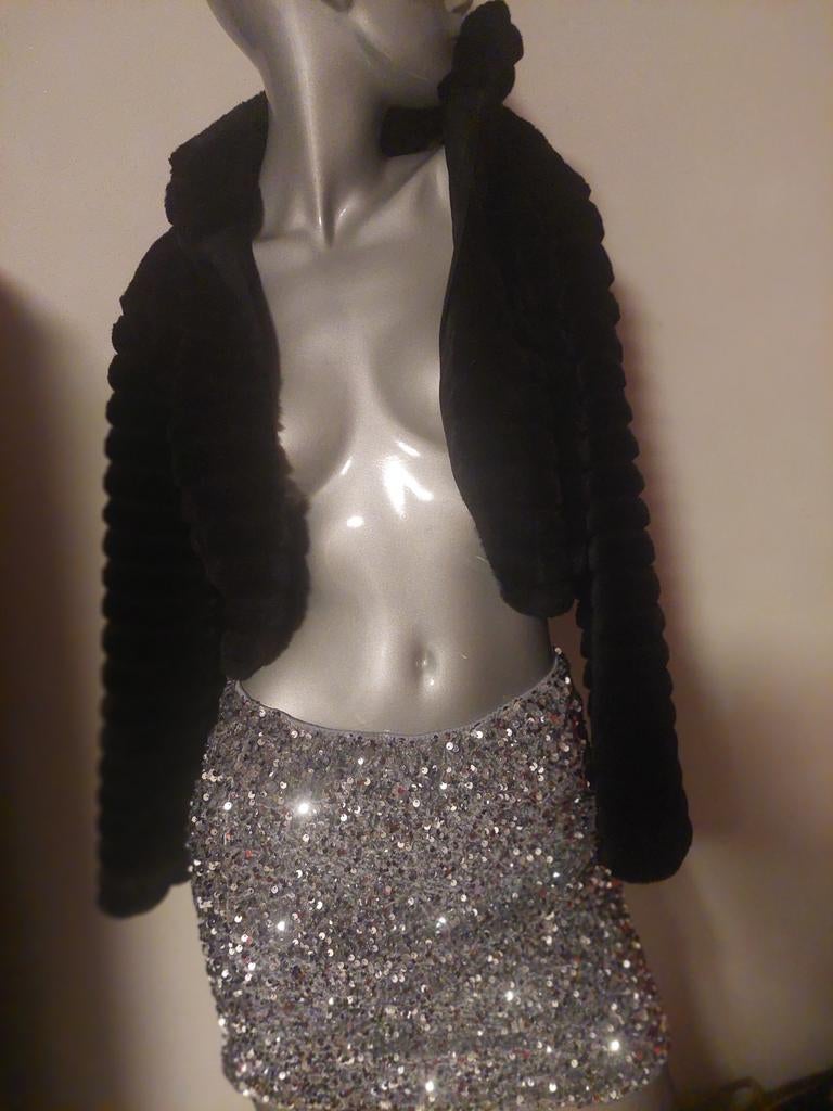 Zwarte bolero van fake fur, mt S/M, Kleding | Dames, Maat 38/40 (M), Verzenden, Zwart, Zo goed als nieuw
