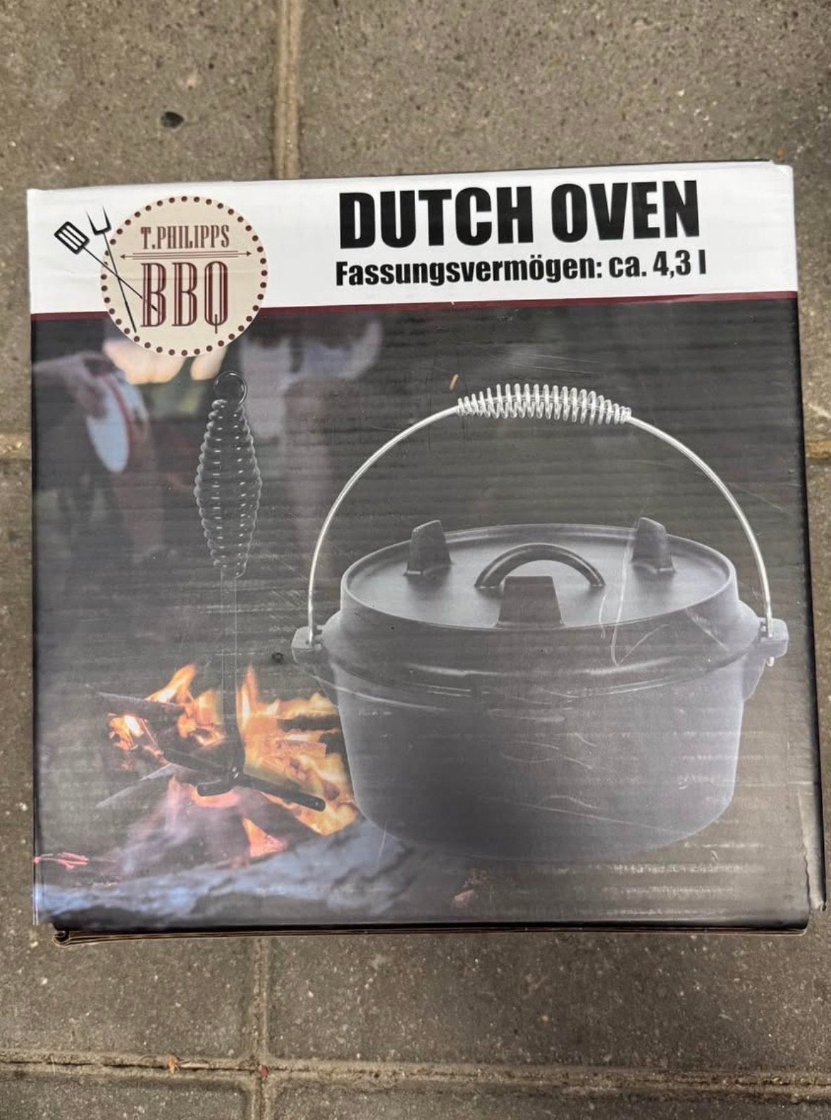 T. Philipps BBQ Dutch Oven - Gietijzeren Pan 4,3L, Tuin en Terras, Barbecue-accessoires, Ophalen, Nieuw