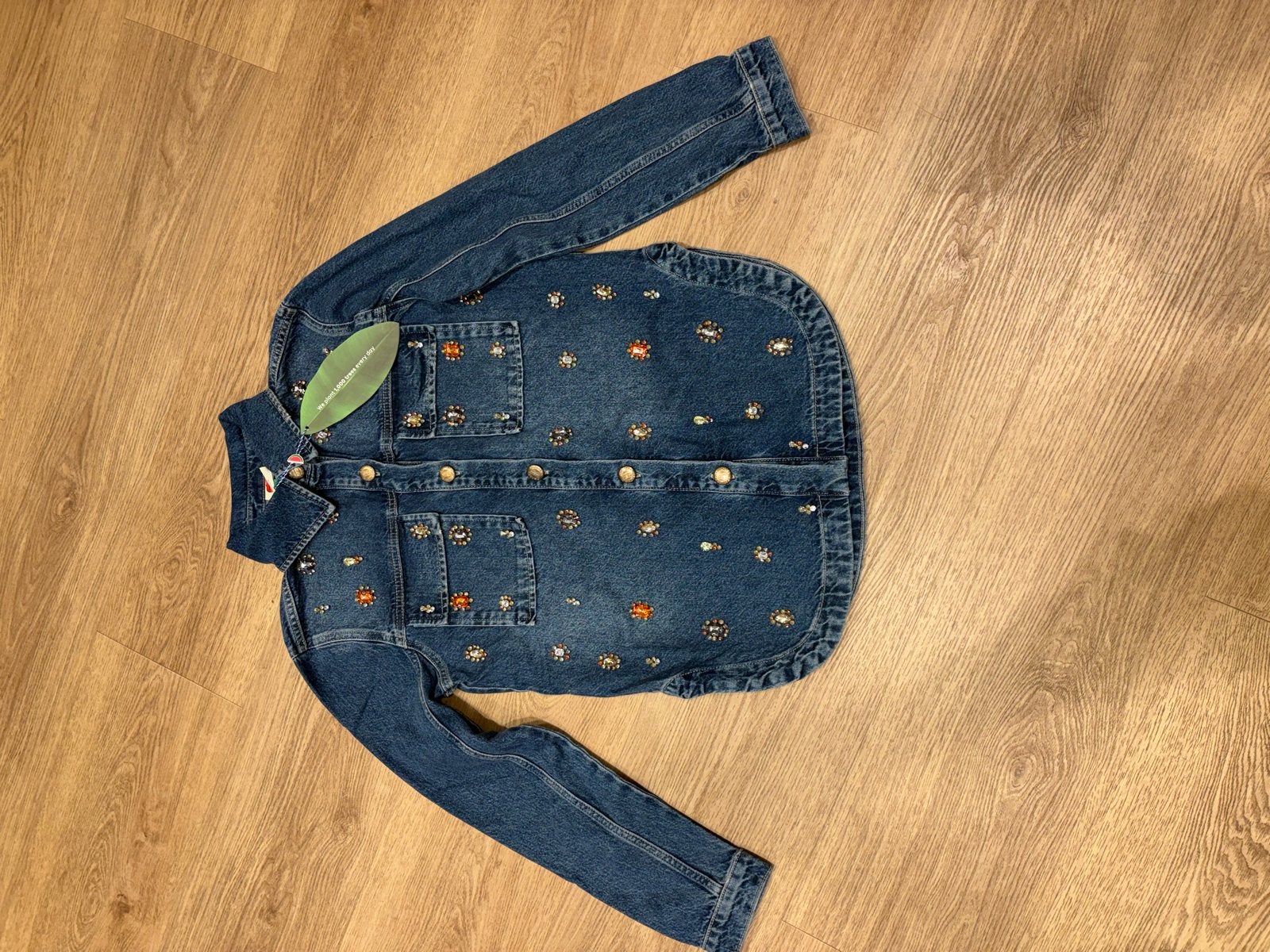 Nieuwe Farm Rio spijkerblouse met edelstenen, maat S, Kleding | Dames, Ophalen of Verzenden, Nieuw, Maat 36 (S), Blauw