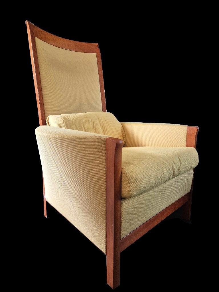 Zeer mooie vintage Giorgetti Umberto Asnago design fauteuil, Ophalen, Hout, Gebruikt, 75 tot 100 cm