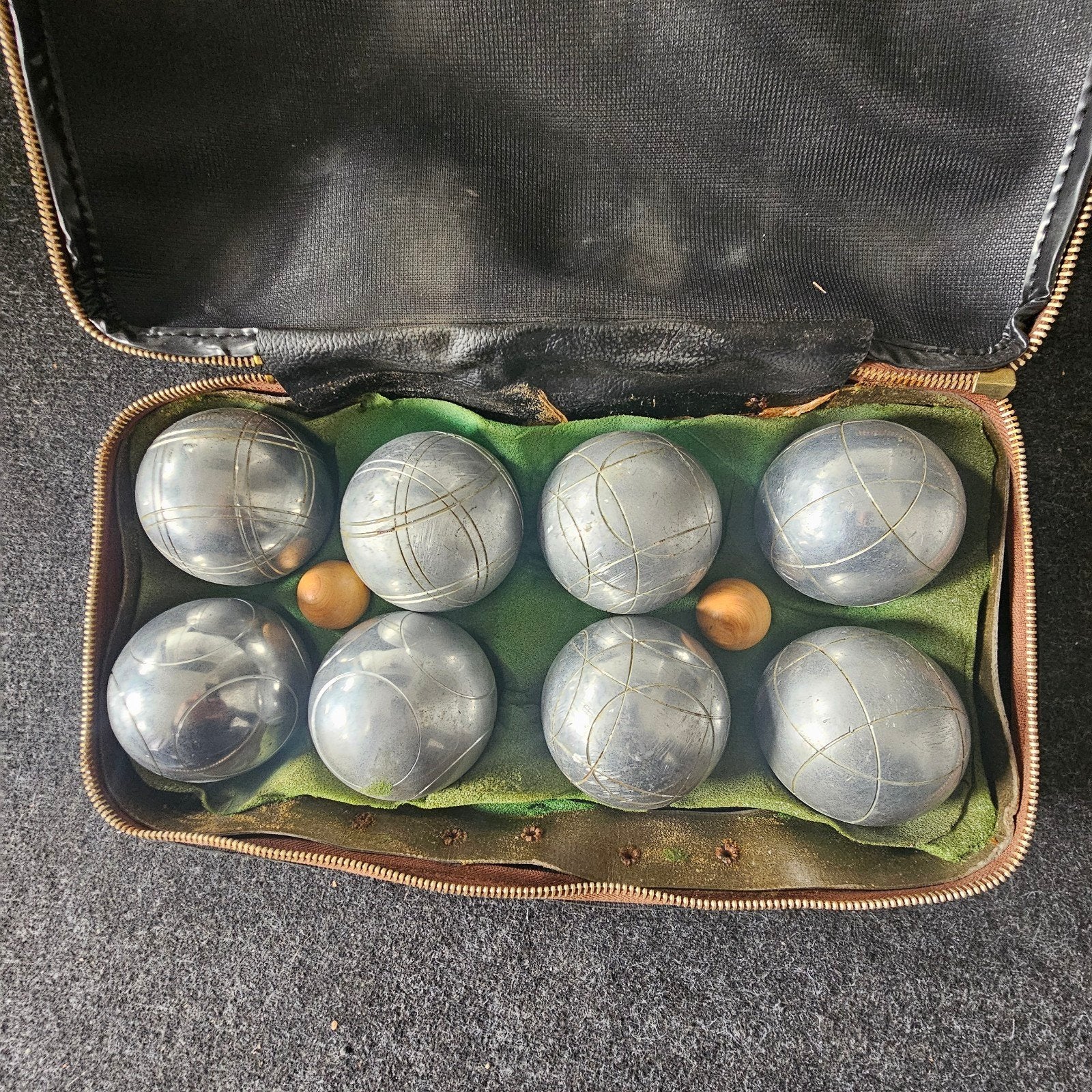 Vintage Petanque Set in Leren Tas - La Meridionale, Ophalen of Verzenden, Gebruikt