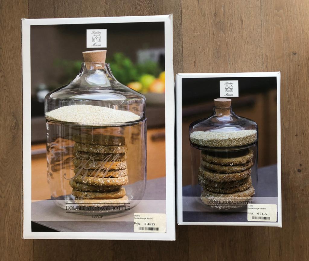 2 Riviera Maison double storage bottles nieuw, Ophalen of Verzenden, Nieuw