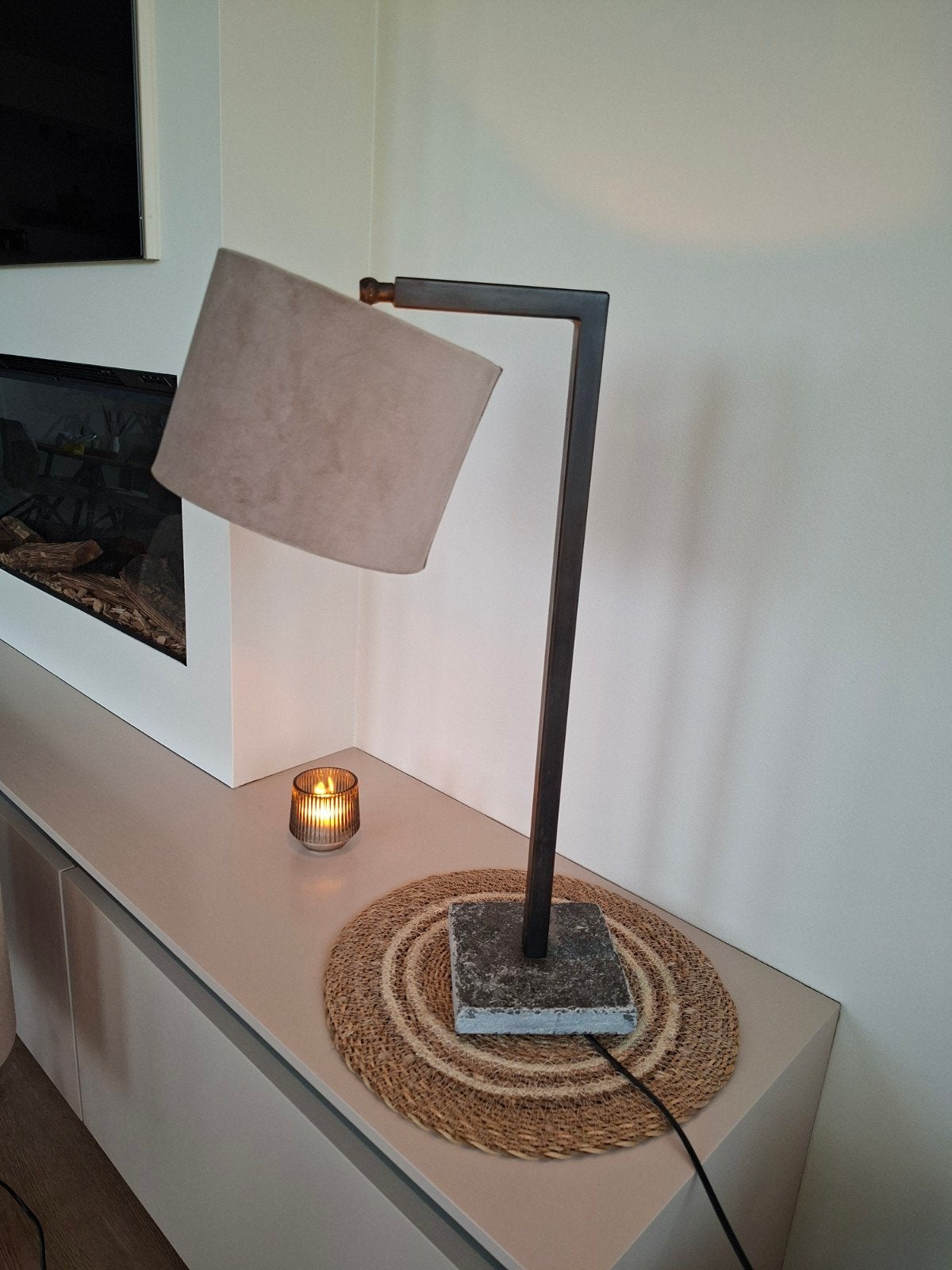 Set van 2 zgan vloerlamp,tafellamp,staande lamp, Huis en Inrichting, Lampen | Tafellampen, Ophalen, Zo goed als nieuw, Stof