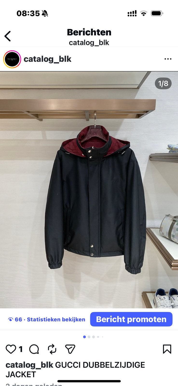 Limited edition gucci dubbelzijdig jas vest jacker, Ophalen of Verzenden, Zo goed als nieuw, Zwart