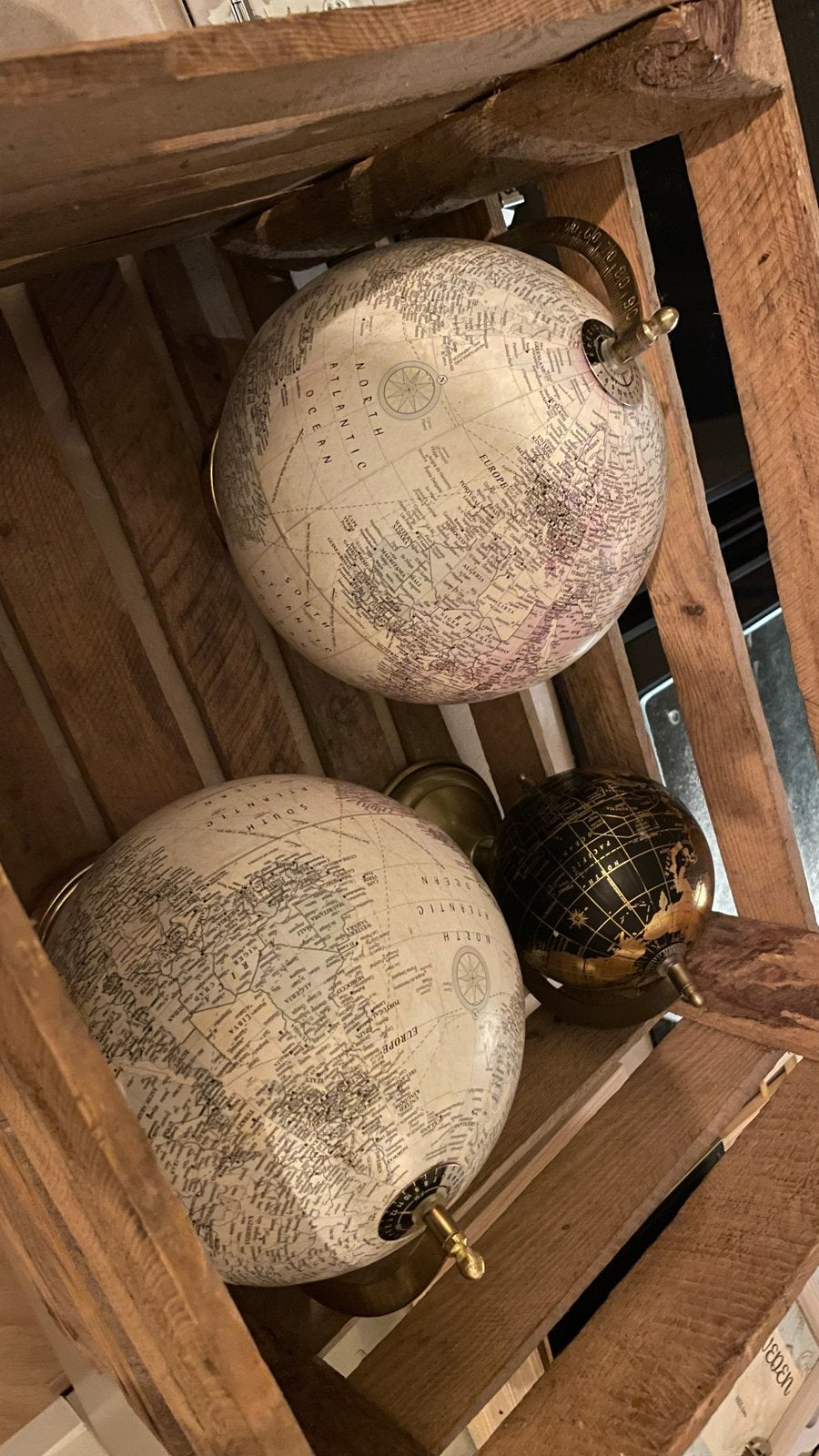 3 Wereldbollen gebruikt op bruiloft, Gebruikt, Kunststof, Draaibaar, Ophalen of Verzenden
