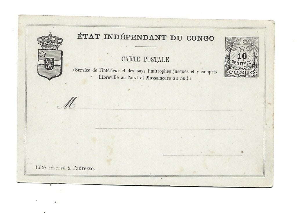 Congo- Briefkaart, Verzenden, Briefkaart