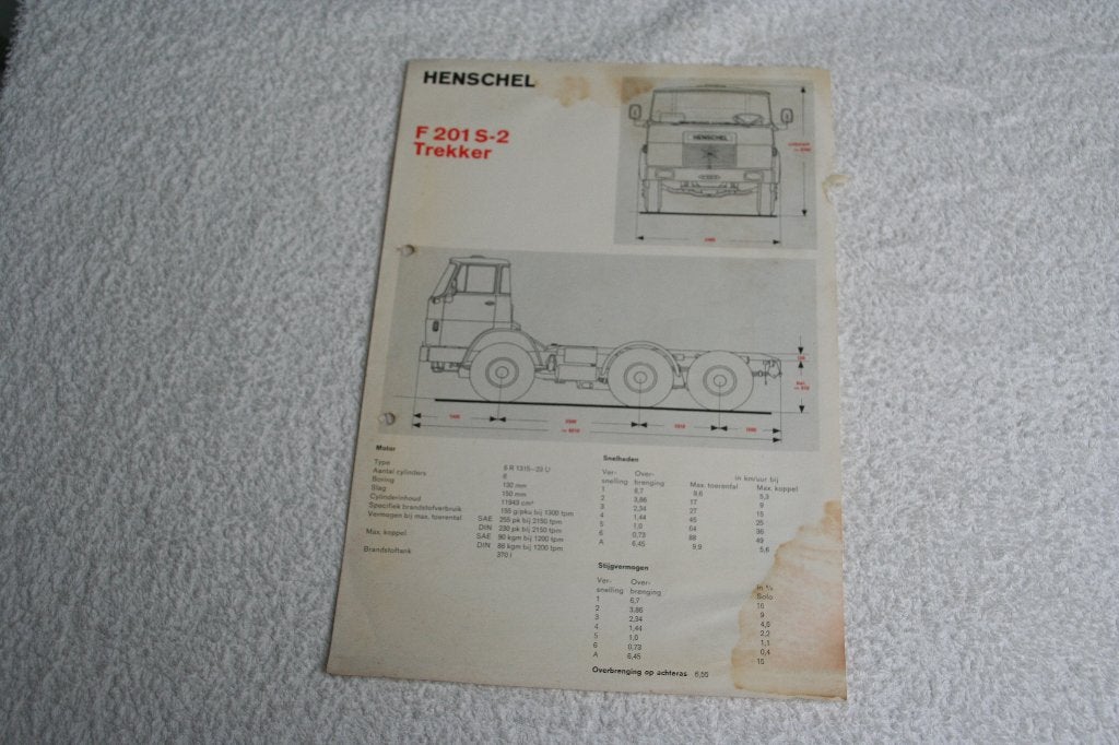 Folder Hanomag Henschel F 201 S-2 trekker (circa 1974), Ophalen of Verzenden, Gelezen, Overige merken