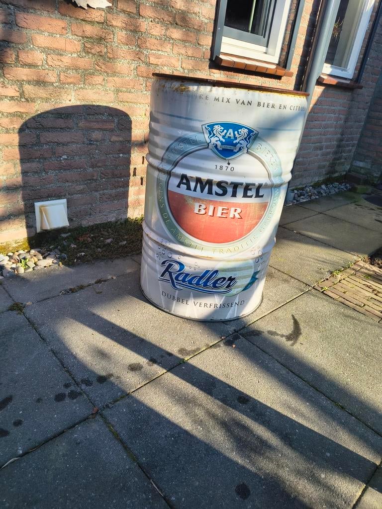 BBQ drum met deksel - Amstel Radler design, Tuin en Terras, Houtskoolbarbecues, Ophalen, Gebruikt