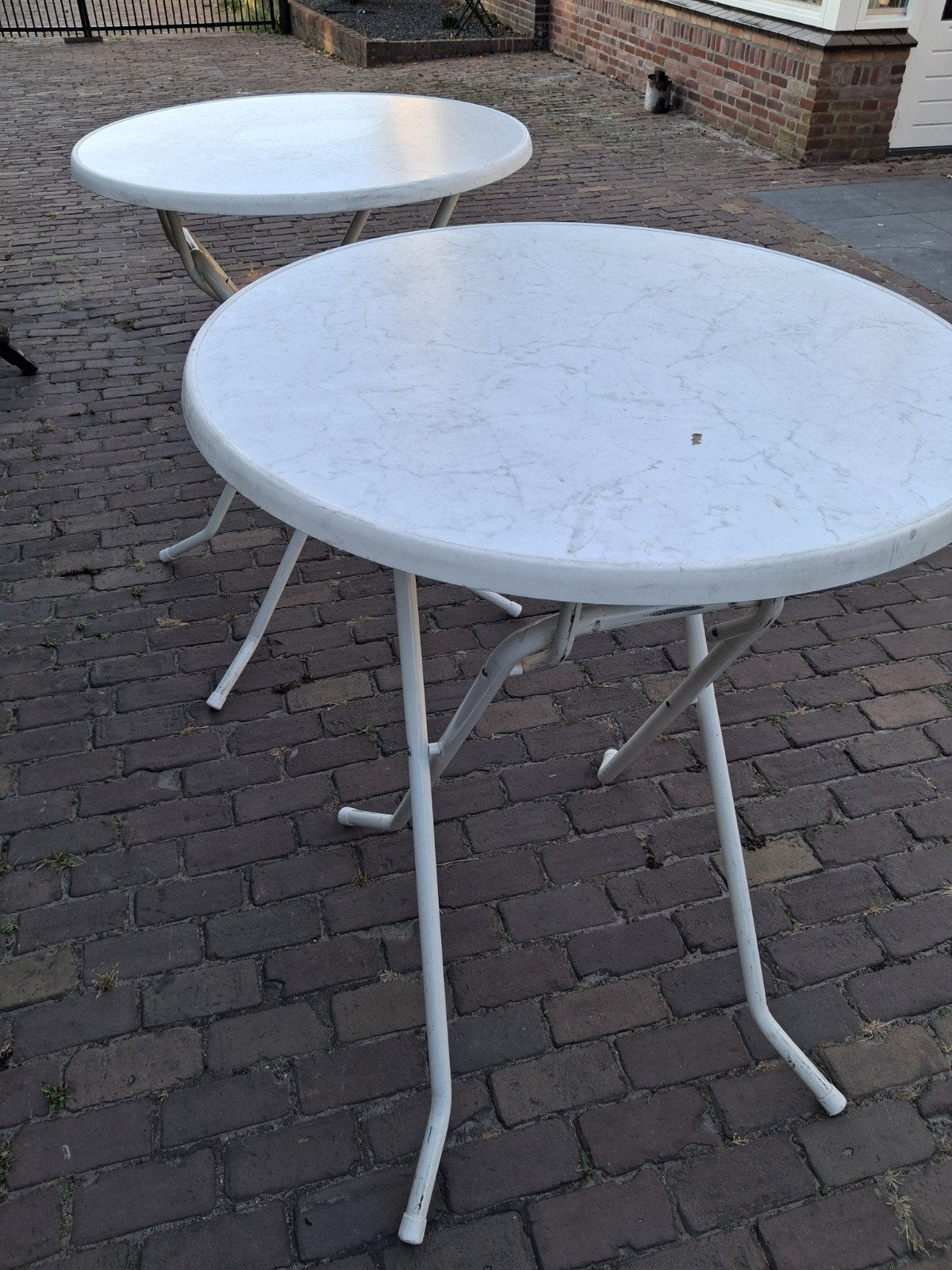 2 witte ronde klaptafels statafels, Ophalen, Rond, Kunststof