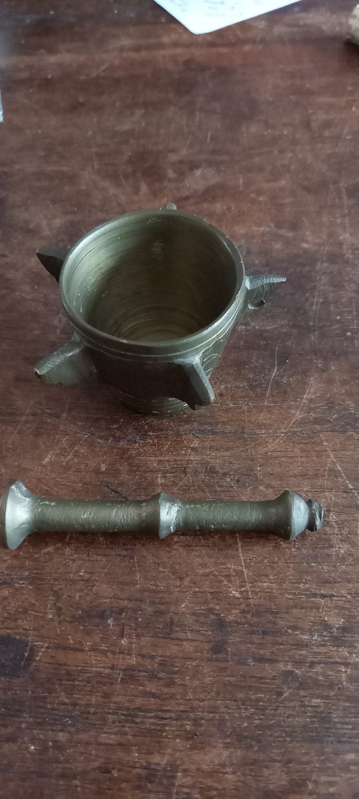 Messing vijzel met nokken, Antiek en Kunst, Antiek | Koper en Brons, Ophalen of Verzenden