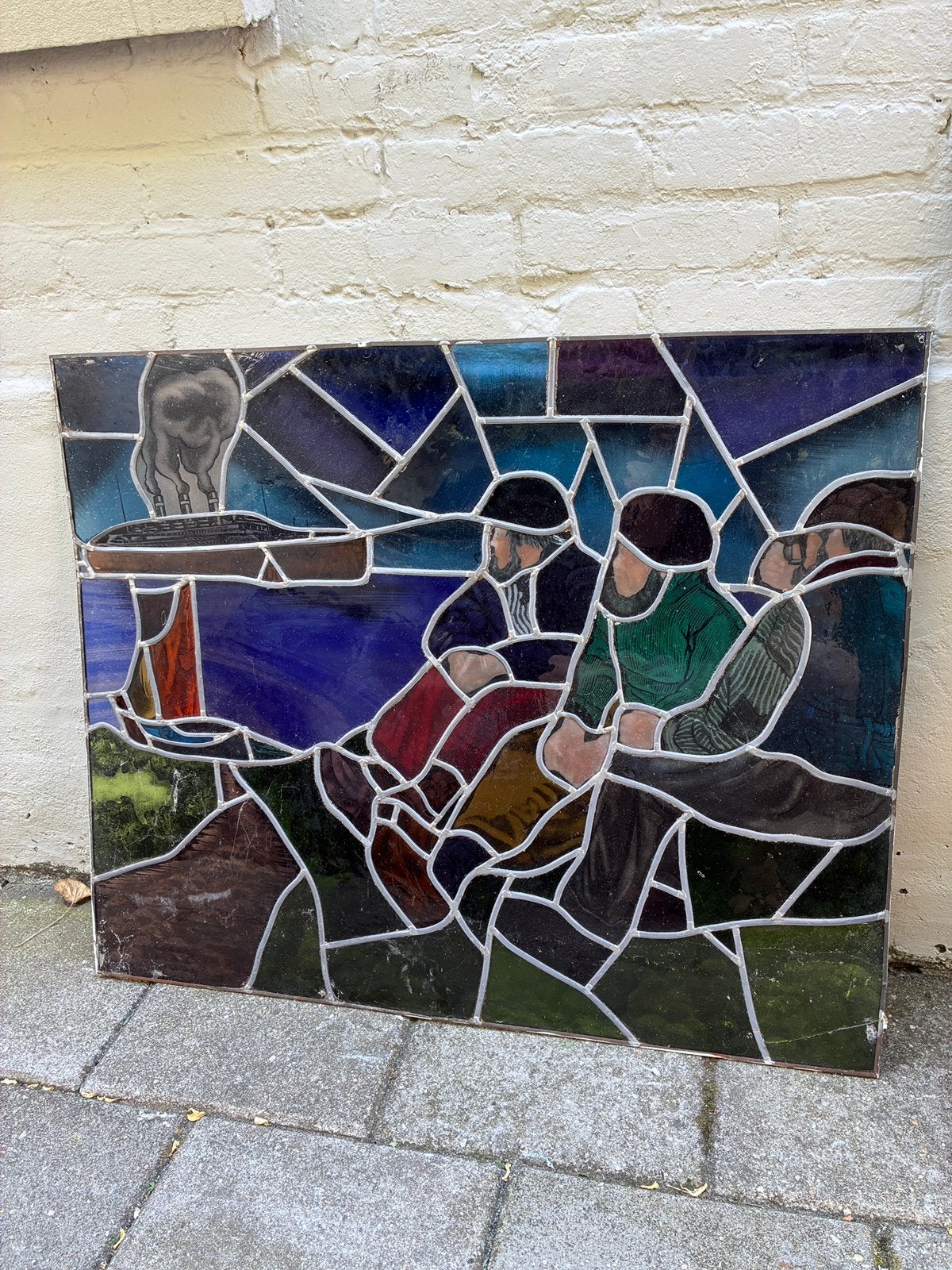 Glas in lood - H. de Neeff (Mechelen, '88) - 82 bij 67 cm, Ophalen, 80 tot 120 cm, Zo goed als nieuw, Glasplaat