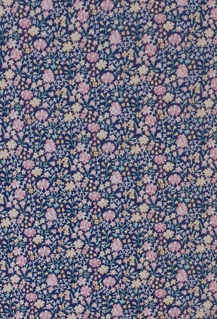 10346 Donkerblauw vintage mini bloemetjes behang swiet, Huis en Inrichting, Stoffering | Behang, Verzenden, Minder dan 10 m², Roze