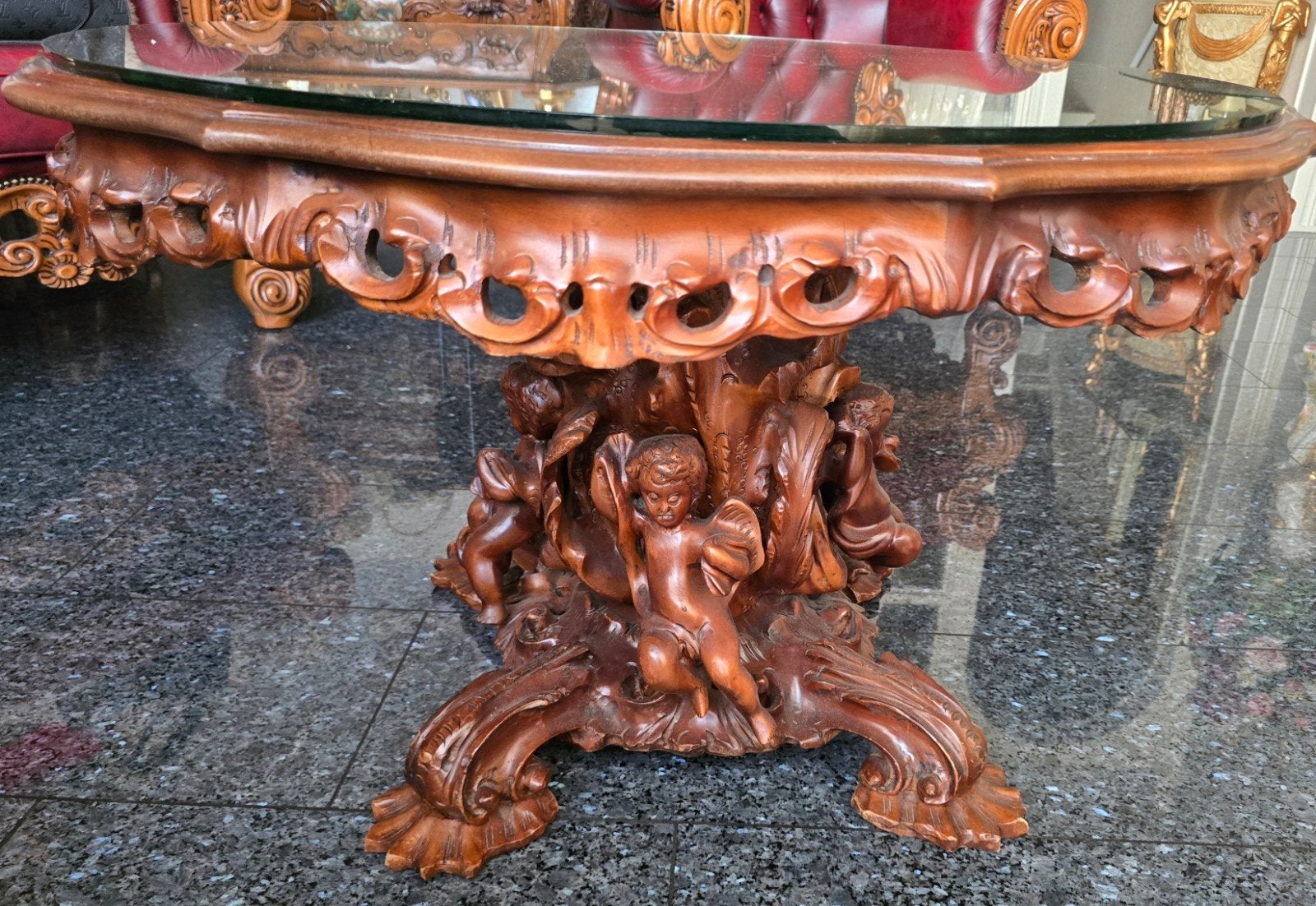 Barok Rococo Salontafel - Zware Kwaliteit, Nieuwstaat, Huis en Inrichting, Ophalen, 50 tot 100 cm, Overige houtsoorten, 50 tot 100 cm