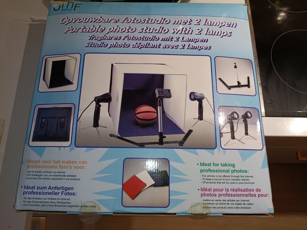 JMF Opvouwbare Fotostudio met 2 Lampen - Draagbaar, Ophalen of Verzenden, Zo goed als nieuw, Complete fotostudio