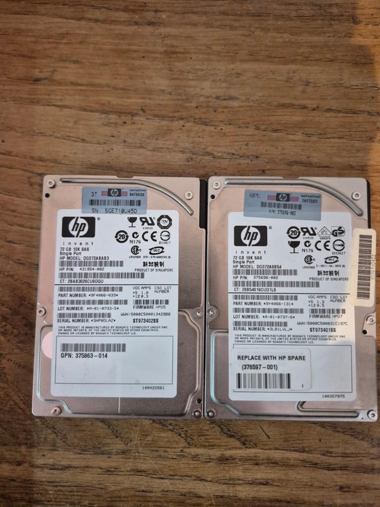 2x HP 72GB 10K SAS harde schijf, Ophalen, SAS
