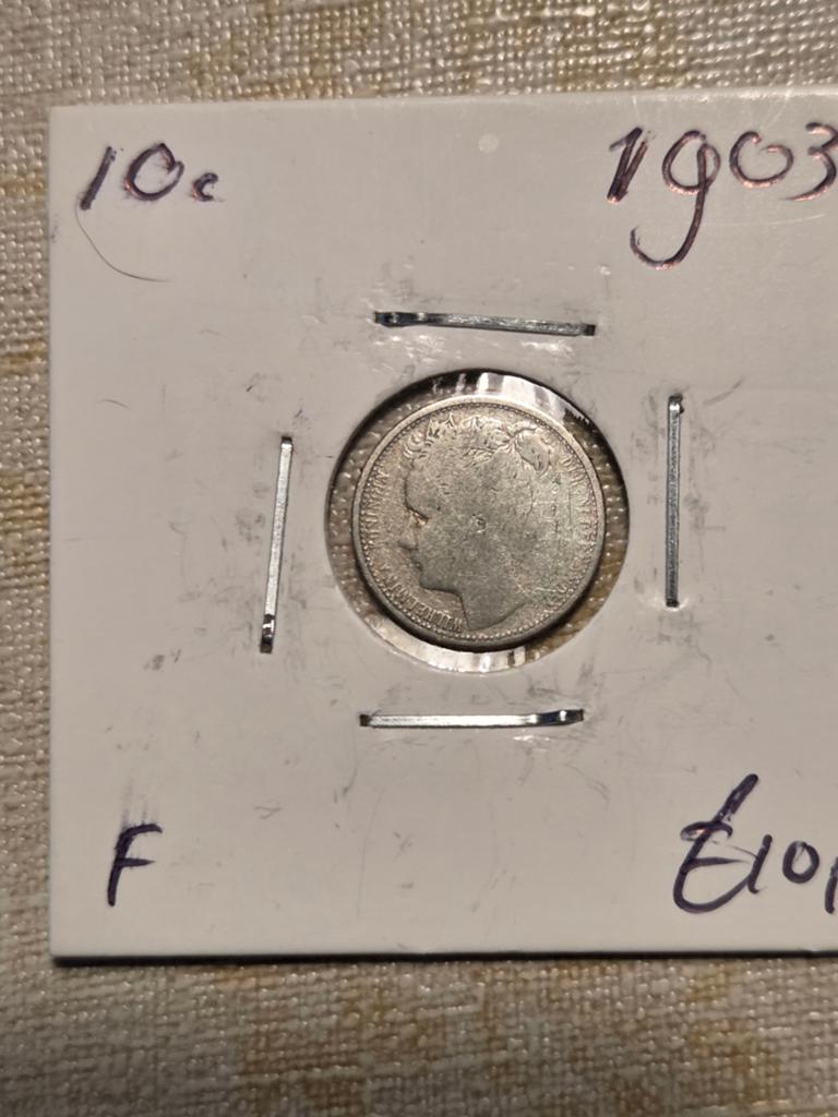 Zilveren 10 cent munt Koningin Wilhelmina 1903, Zilver, Ophalen of Verzenden, 10 cent, Koningin Wilhelmina
