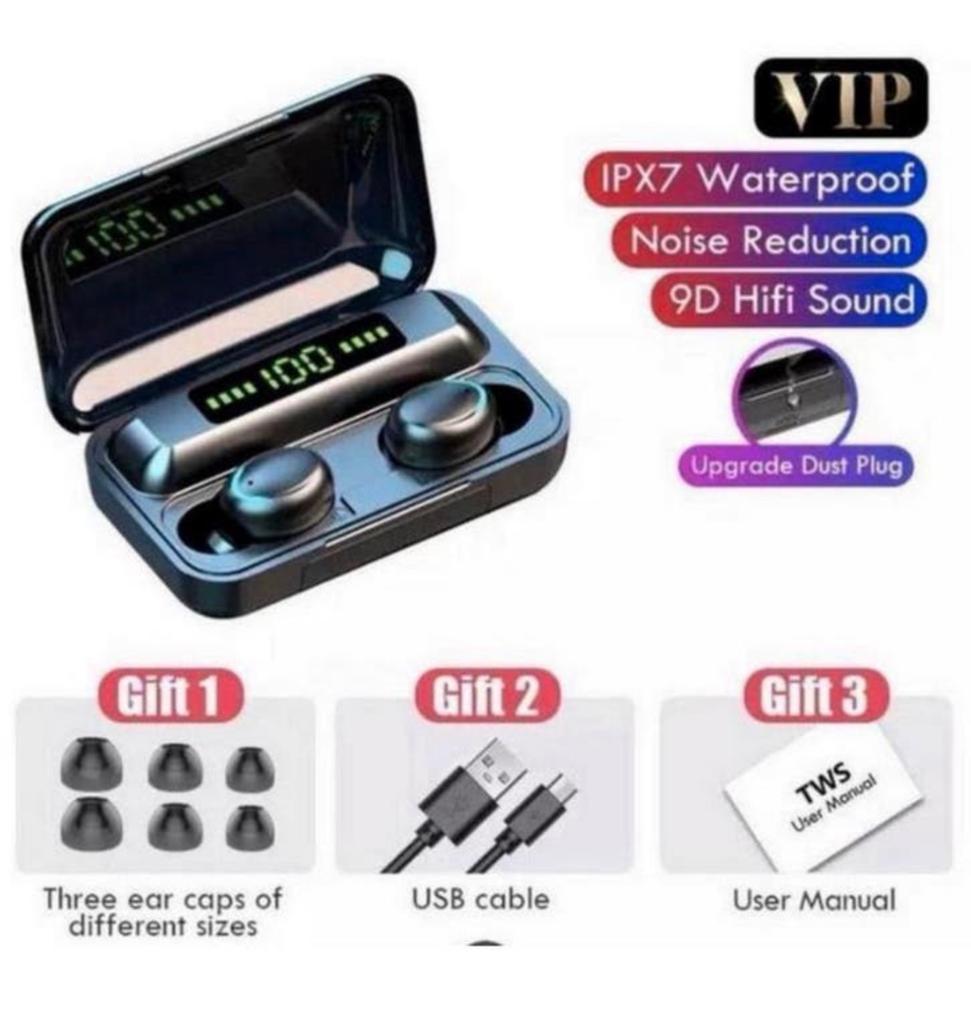 Oordopjes Draadloze Bluetooth V5.0 F9 TWS cover + powerbank, Zwart, In gehoorgang (in-ear), Overige merken, Nieuw