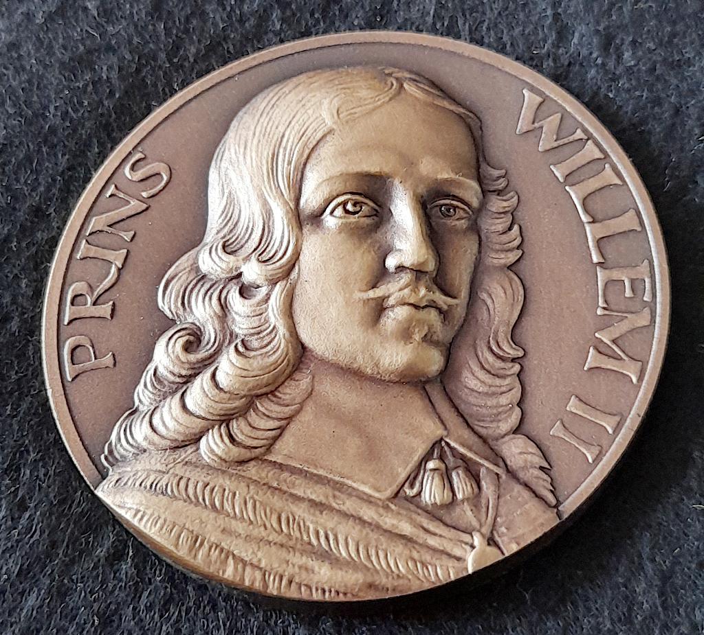 Bronzen penning Prins Willem II 1626-1650, Ophalen of Verzenden, Brons, Nederland