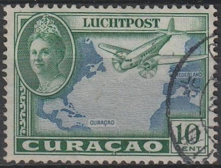 1909. Curacao LP 26 gest. Luchtpost, Ophalen of Verzenden, Gestempeld