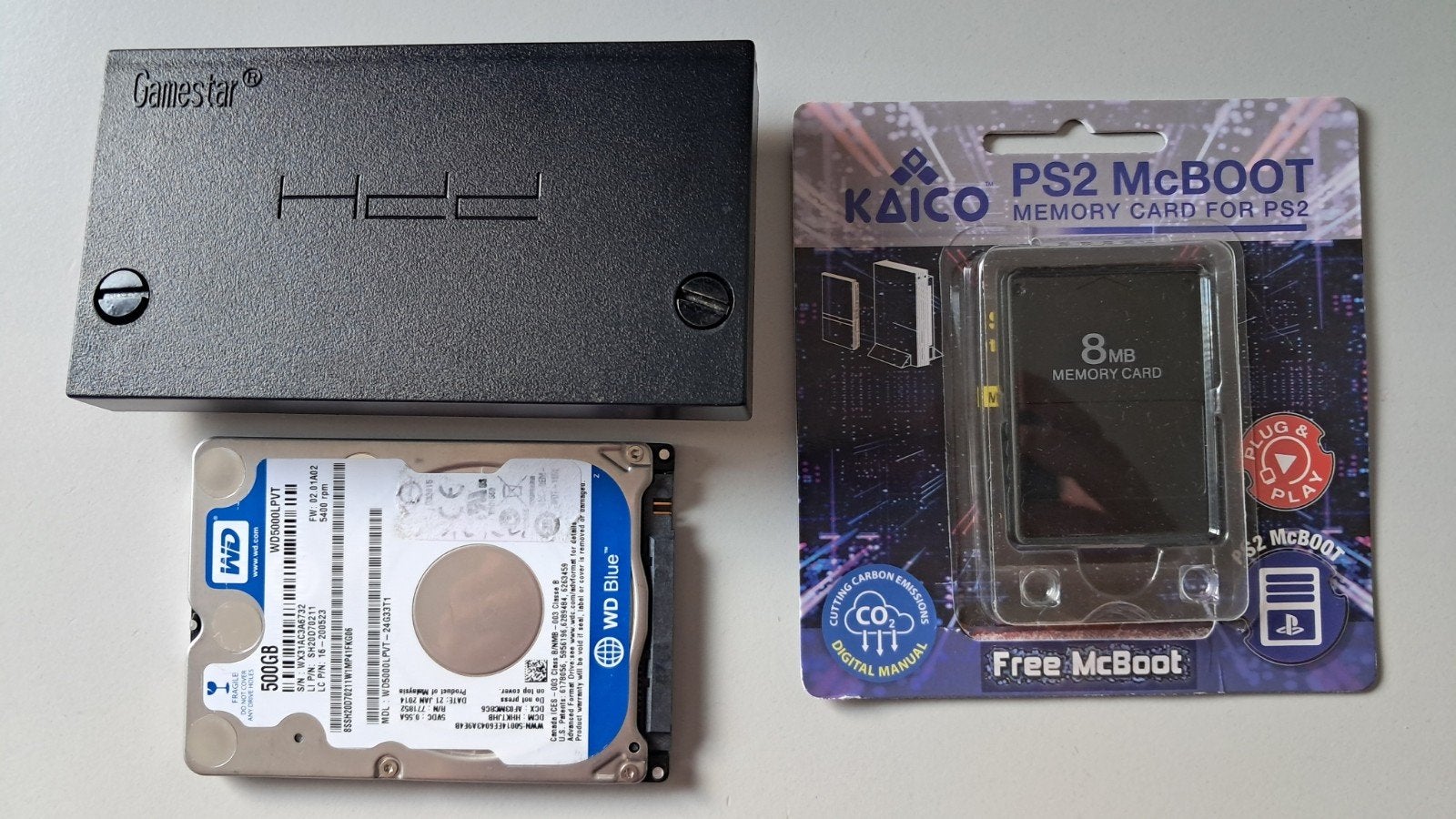 PS2 Netwerkadapter, 500Gb HDD en FreeMcBoot memory card., Spelcomputers en Games, Ophalen of Verzenden, Controller, PlayStation 2