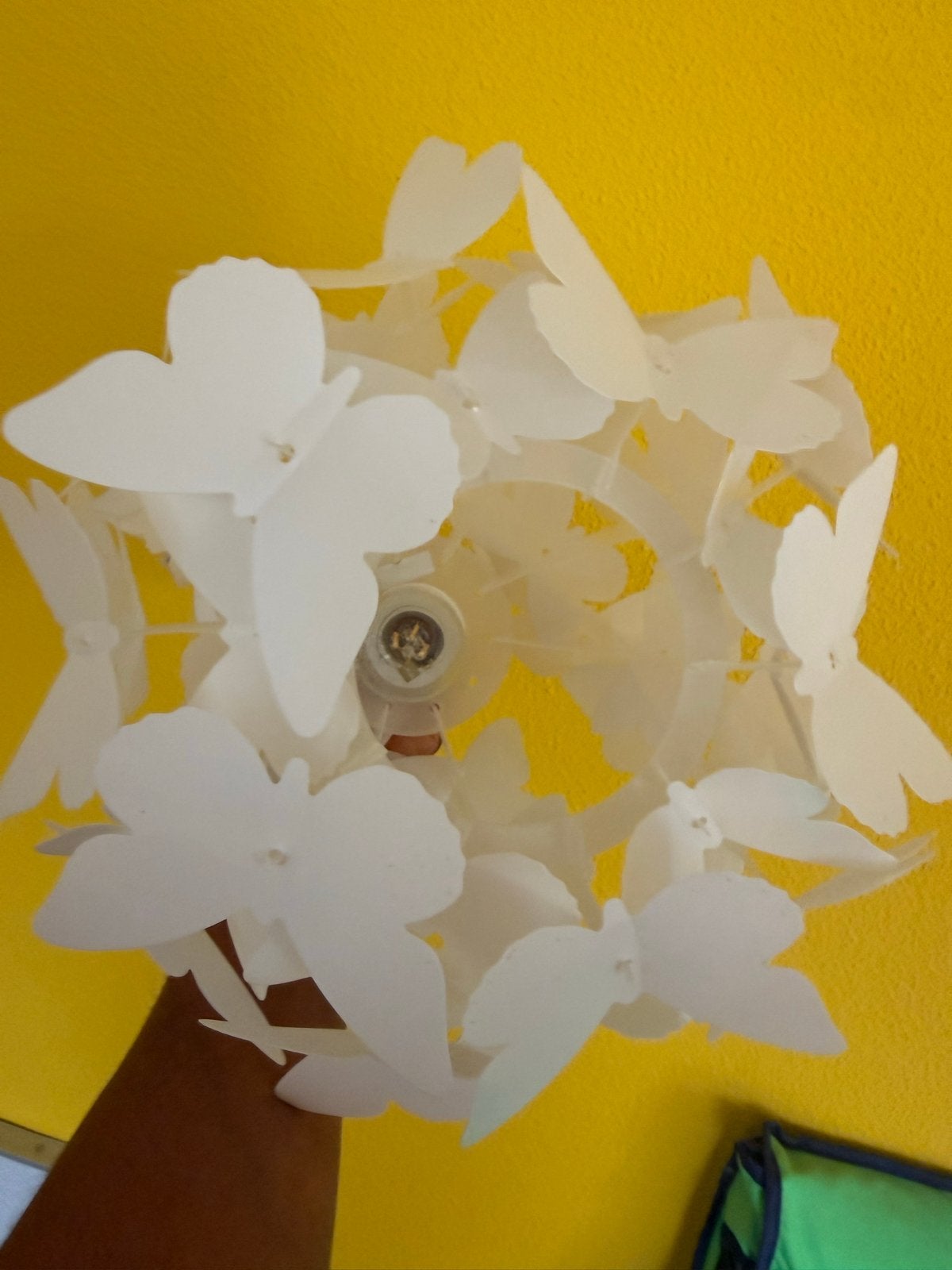 Witte hanglamp met vlinders - Kinderkamer lamp, Ophalen, Gebruikt, Kunststof, E27 (groot)