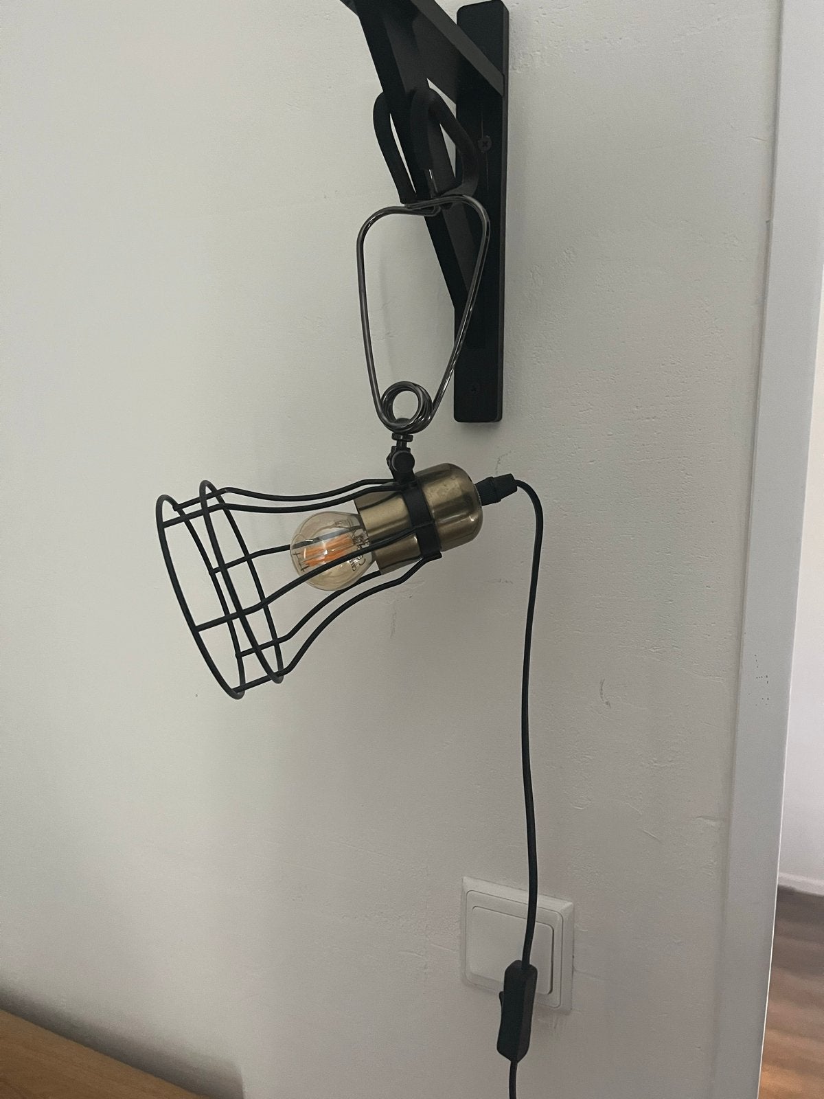 Industriële Wandlamp, Ophalen, Met snoer/stekker, Gebruikt, Zwart