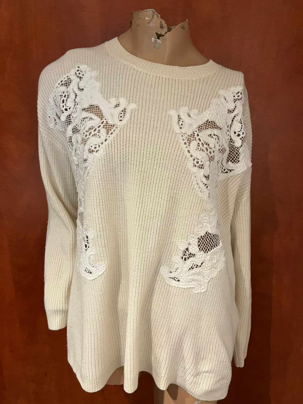 SANDRO trui met kant maat L origineel zgan, Kleding | Dames, F, Beige, Maat 42/44 (L), Sandro