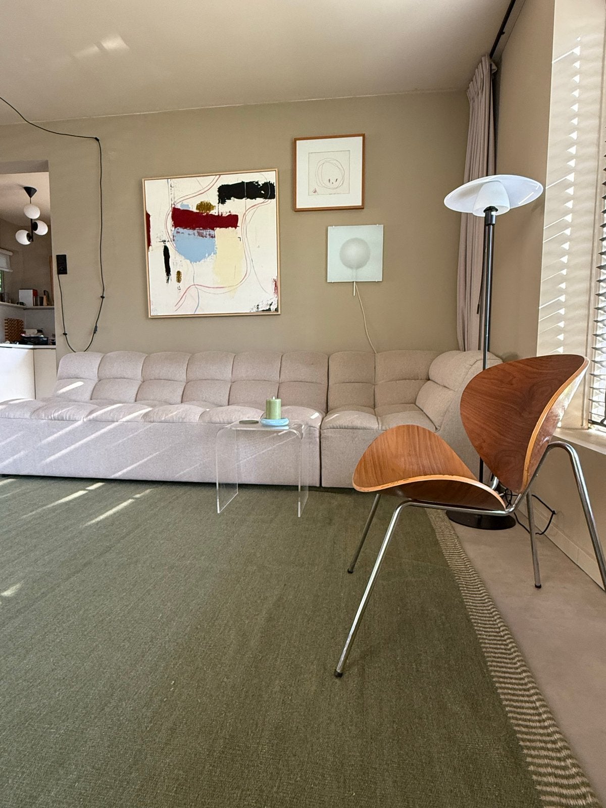 Rugvista Visby Groen Wol Vloerkleed 200x300 groot olijfgroen, 200 cm of meer, Ophalen of Verzenden, Zo goed als nieuw, 200 cm of meer