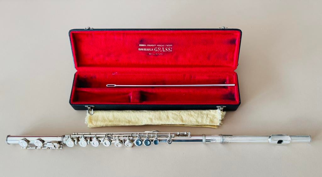 Vintage verzilverde dwarsfluit van Ida Maria Grassi, Muziek en Instrumenten, Blaasinstrumenten | Dwarsfluiten en Piccolo's, Ophalen