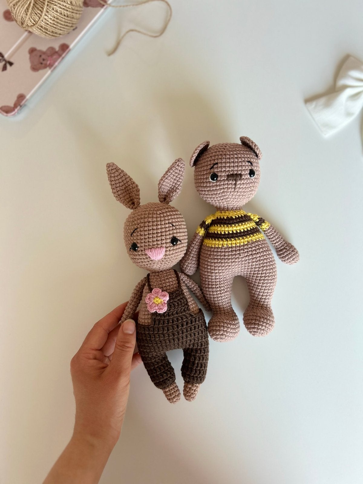 Gehaakte Knuffels: Konijn, Beer, Olifant en Eend, Kinderen en Baby's, Speelgoed | Knuffels en Pluche, Overige merken, Ophalen of Verzenden