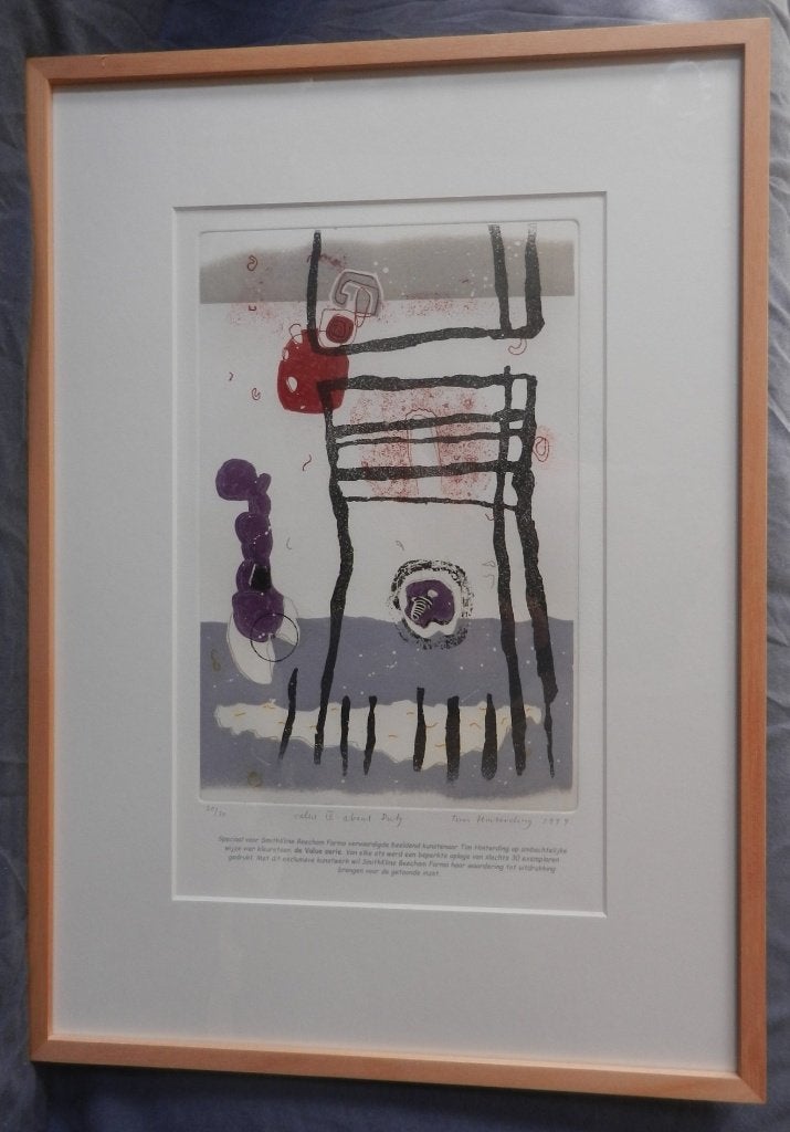 Ets Value IV voor Smith Kline door Tim Hinterding opl. 30 ex, Antiek en Kunst, 30 cm, Ophalen of Verzenden, Met tekst, 20 cm
